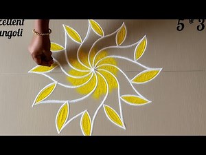 🌺New stylish flower rangoli 🌺5*3 dots easy poo kolam #yt #trending #new #viral ‪@excellentrangoli‬