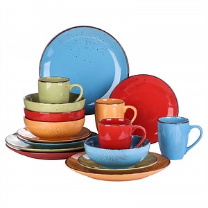 Vancasso 16-Piece Dinnerware Sets, Stoneware Dinner Set for 4, Colourful