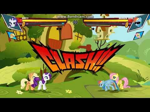 Mugen-MLP-Jus-Applejack y Rarity VS Vinyl Scratch,Octavia,Rainbow dash y fluttershy-Tag figthing