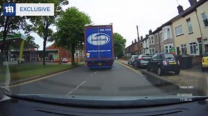 Moment reckless lorry driver crashes into a low bridge