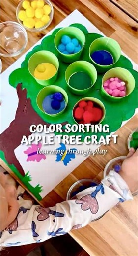 Color Sorting APPLE Tree CRAFT #fallcrafts #diy