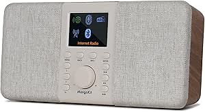 SR20 Stereo Smart Internet Radio with WiFi,Podcast Player, Bluetooth Speaker,Portable FM Radio,Mains and Battery Powered Radio,Color Display,Dual Alarms, Presets,App Control-Walnut