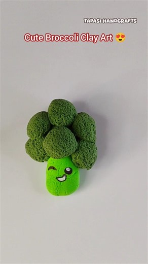 Cute Broccoli Clay Art 🥦💚 | Mini Clay Craft #broccoli #shorts #fyp #shortsfeed