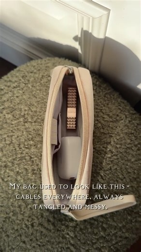 iamgvantsi 🪄 on Instagram: "Pet owners… do your cats also chew every cable in the house? Because mine definitely does. My bag used to look like this - cables everywhere, always tangled and messy. But then I switched to the @torras_global FlexLine charger. It’s a compact, retractable USB-C charger that pulls out only when I need it and goes right back in when I’m done - no loose cables, no mess. Dual ports mean I can charge two devices at once, using just one charger, whether it’s my phone or ta