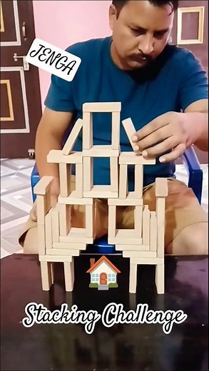 Jenga Stacking Like a House Shape 🏠 (Beginner Challenge) #shorts #jenga #stackingchallenge