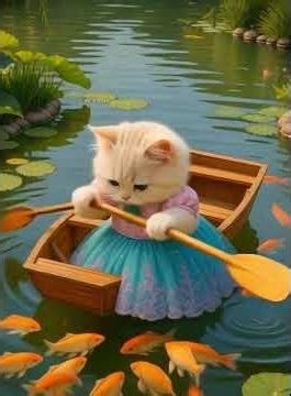 Adventurous Cute Cat Rowing a Boat 🚤🐾 | Funny & Relaxing Cat Video