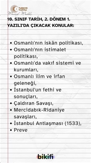 10. Sınıf Tarih 2. Dönem 1. Yazılı Konuları! pdf.bikifi.com