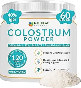 Colostrum Powder - Over 40% IgG - First 4-6 Hour Milking Grass Fed Colostrum - Bovine Colostrum - USA Midwest Pasture Raised Colostrum Supplement Powder - Unflavored Bovine Colostrum For Humans - 120g