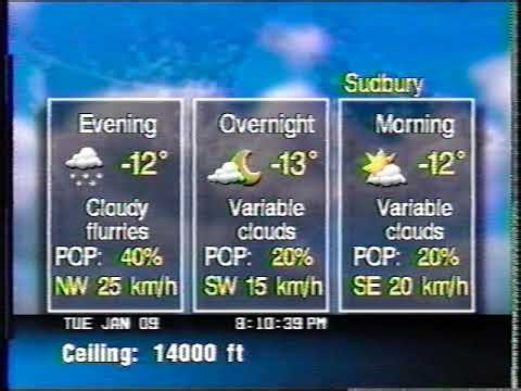 The Weather Network forecast Sudbury January 9, 2001