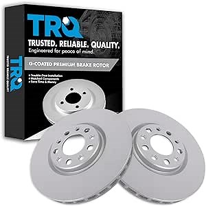 TRQ Front Brake Rotor Set Coated Compatible with 15-17 Chrysler 200 13 Dodge Dart 17 Jeep Compass with 305mm Diameter Front Rotors Models