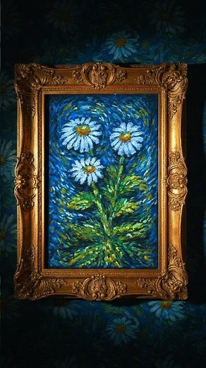 Van Gogh Inspired Daisy Oil Pastel 🌼 Starry Night Style | Expressive Art
