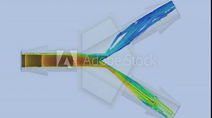 CFD simulation Computational fluid dynamics - pipe fitting airflow simulation
