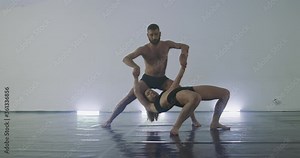 Modern and stylish ballet dance artists in a dance class performing art contemporary dance