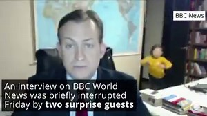 An interview on BBC World News was briefly interrupted on Friday by two surprise guests who might have had something to say, if only they could talk. http://cbsn.ws/2mJtPI6 | CBS News
