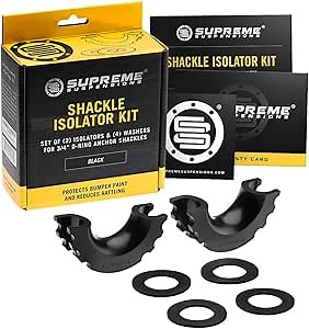 Supreme Suspensions Off-Road Recovery Gear - Replacement D-Ring Shackle Isolators with Washers for Standard 3/4" Shackles Eliminate Metal-to-Metal Contact (Black) - Mystery Box Included with Purchase