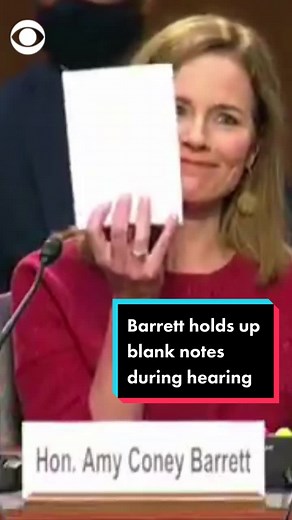 Amy Coney Barrett holds up a blank notebook when asked to show notes she’s referring to during confirmation hearing. #news #amyconeybarrett #scotus