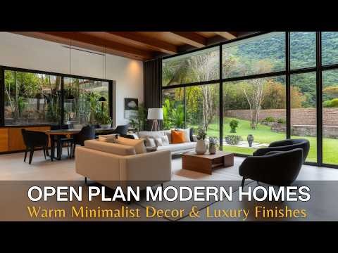 Open Concept Rustic Modern Homes with Natural Materials, Warm Minimalist Decor & Luxury Finishes
