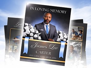 Men's Funeral Program Template - 8-page Funeral Booklet - Obituary Catholic Church Program - Bifold 11x17 Brochure - Printable Canva Flyer - Etsy