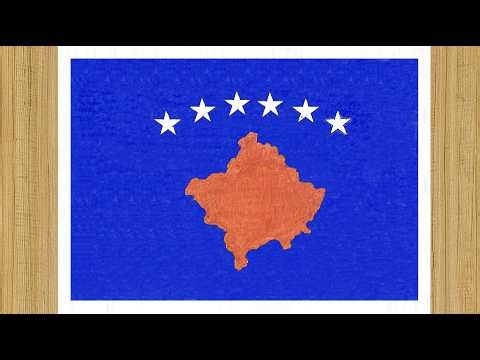 Drawing Tutorial | National Flag Drawing Easy | Kosovo Flag Drawing | How to Draw Kosovo Flag Easy