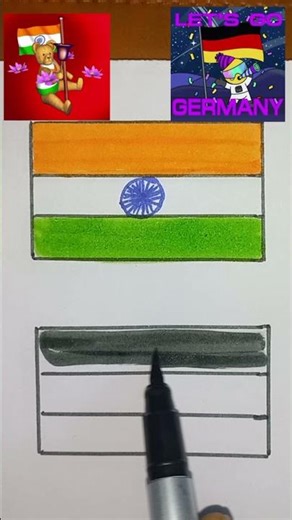 India🇮🇳 🆚️ 🇩🇪 Germany Flag drawing #shorts #flagdrawing