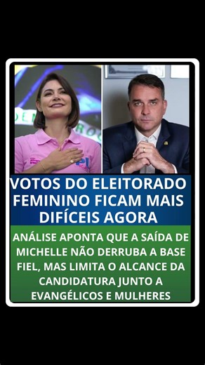 FLÁVIO BOLSONARO PERDE O VOTO FEMININO COM A SAÍDA DE MICHELLE?
