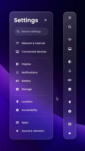 Glassmorphism Settings Sidebar UI using HTML & CSS
