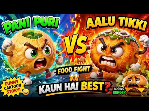 “Pani Puri vs Aalu Tikki 😱 | Dushmani se Dosti Tak ❤️ | Emotional Cartoon Story in Hindi”