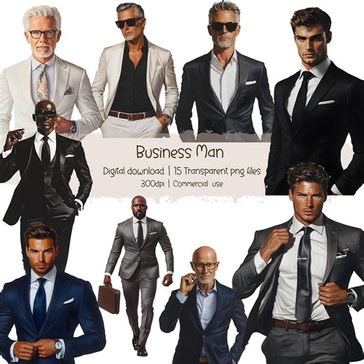 Business Man PNG Clipart: Professional Suit Illustrations (15 Files) - Etsy
