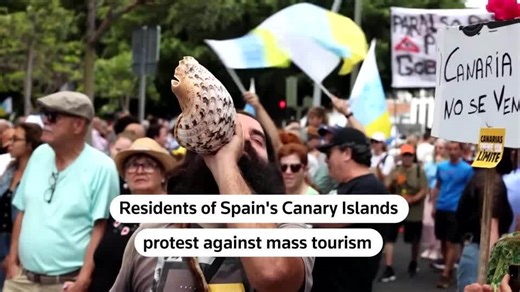 Thousands protest in Spain's Canary Islands over mass tourism