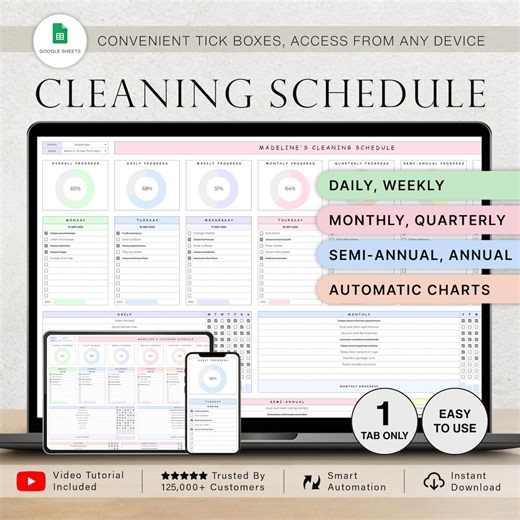 Cleaning Schedule Cleaning Checklist Cleaning Planner Spreadsheet Weekly House Chores Daily Household Template Monthly Yearly Google Sheets - Etsy Ireland