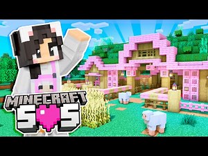 💜Building a CUTE FARM! Minecraft SOS Ep.2