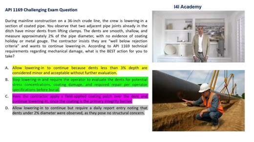 API 1169 Exam Question: Pipeline Mechanical Damage | Bob Rasooli
