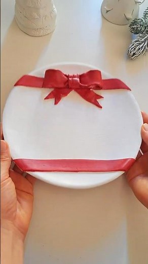 🎀 DIY Air-Dry Clay Christmas Plate with Red Bow | Easy Christmas Tutorial #christmasdiy