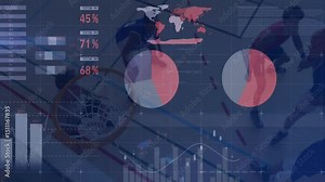Overhead shot initiating sports analytics with pie charts, line graphs as players dribbling dunking