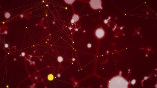 Animation of network of connections with glowing spots and molecules floating | Premium Stock Video Footage