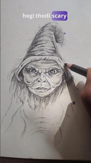 witch face drawing .#art #drawing #sketching #shorts #ytshorts #youtubeshorts #pendrawing