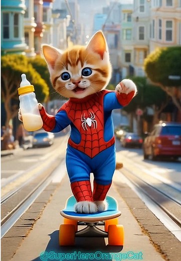 SpiderCat: The Adorable Skateboarding Cat