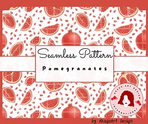 Seamless Pattern, Pomegranate Design, Png, Jpg, Digital Download, Watercolour Style - Etsy