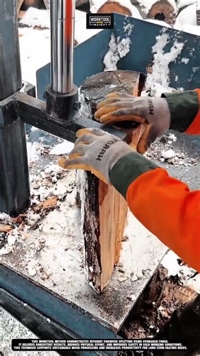 Splitting Firewood In Cold Conditions Using Work Tool Hydraulic Log Splitter #tool #worktool