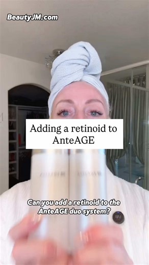 Retinoids and the AnteAGE Duo System: Lets talk! Although AnteAGE has a retinoid derivative (bakuchiol)—you can still add another retinoid in, HOWEVER this depends on your skin type! Watch to learn more! For those interested in retinoids or AnteAGE, feel free to check out the link in my bio to view Shop My Shelf!! #skincare #anteage #agingskin