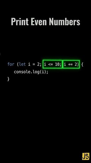 JavaScript For Loop Print Even Numbers (2–10)