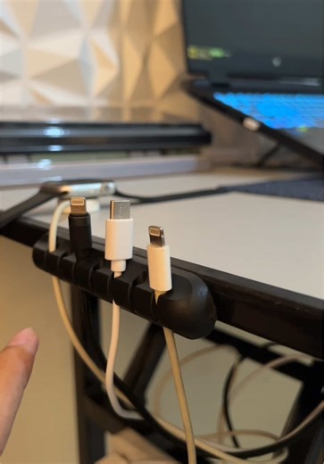 organize your cables with cable organizer clip #tech #techtok #setup #hack #organize