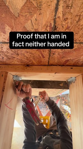 Right handed, left handed, wrong handed, neither handed. You decide. 🔨 🪚 👷‍♂️ 🦺 🏘️like/follow/share any interaction helps #construction #carpentry #reels #framer #roofing #build #chippy #skilledtrades #explore #bluecollarbrotherhood #bluecollarlife | Sean Payne