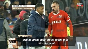 SportsCenter ESPN on Instagram: ""NO SE JUEGA MÁS... NOS TIRAMOS." Carlitos Tevez debutó con triunfo en Independiente y, después del agónico gol de Giménez, estuvo atento a todos los detalles con Mancu...  #ESPNFútbol1 | @espnfutbolarg"