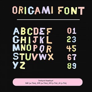 Origami Font Alphabet A-Z - Etsy