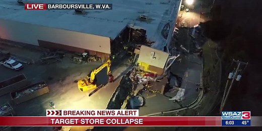 Demolition is underway at the Barboursville Target after a collapse at the rear of the building.