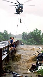 Seconds from Disaster Military Helicopter Rescues Family on Collapsing Bridge #flood #flashflood #fyp #viral #reels | Disaster Strucks