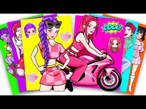 HUNTRIX RUMI and MIRA DRESS-UP PINK OUTFIT - KPOP DEMON HUNTERS | FASHION STICKER PAPER DIY