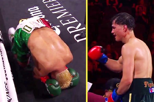 ‘Body shot from hell’ – Boxer left writhing in pain after sickening one-punch KO on Canelo Alvarez vs Jaime Munguia undercard