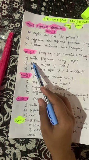 MOST EXPECTED QUESTIONS JAVA OOP | BCA SEM 2 🎯 HIGH SCORING TOPICS 💯 “OS IMPORTANT QUESTIONS ❤️‍🔥